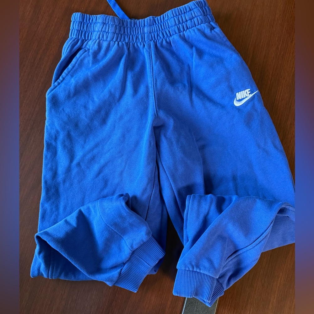 Nike Boys Royal Blue Fleece Joggers with White Swoosh